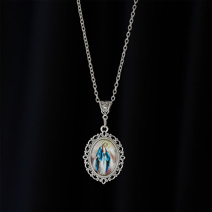 Filigree Frame Our Lady Portrait Necklace: A Symbol of Sacred Grace and Divine Light