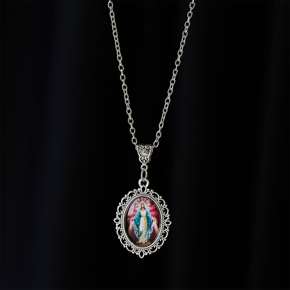 Filigree Frame Our Lady Portrait Necklace: A Symbol of Sacred Grace and Divine Light