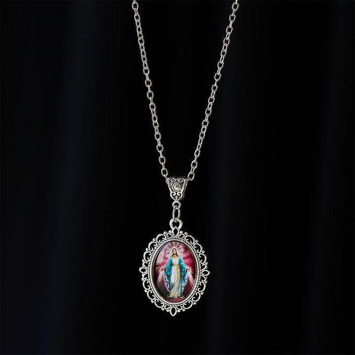 Filigree Frame Our Lady Portrait Necklace: A Symbol of Sacred Grace and Divine Light