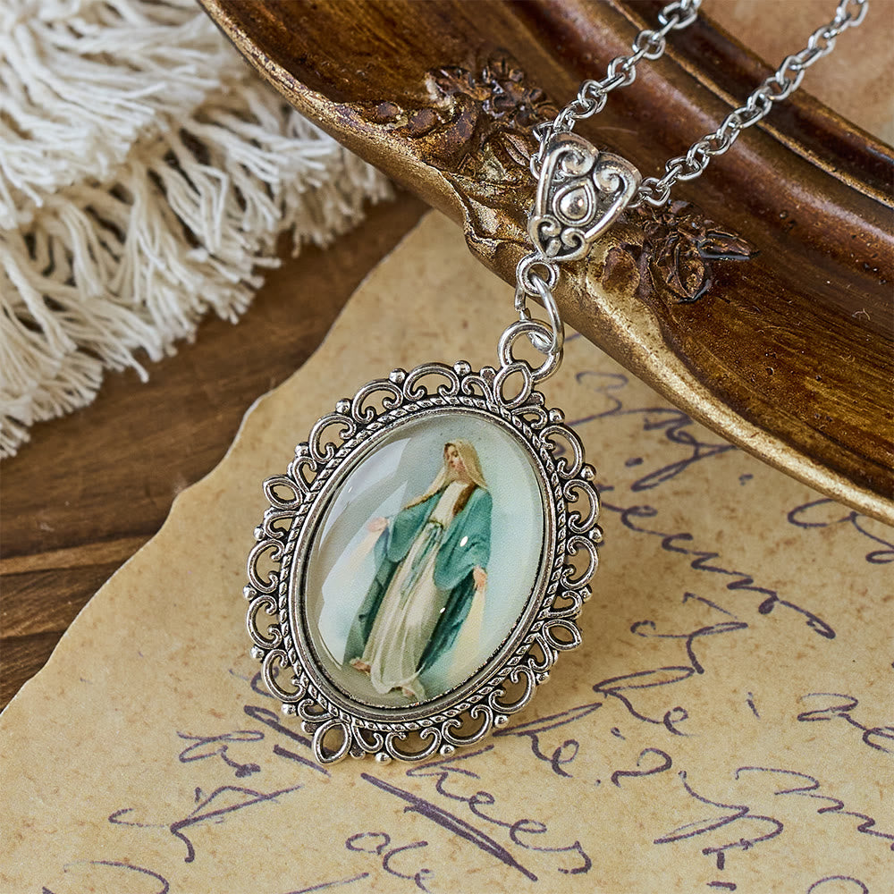 Filigree Frame Our Lady Portrait Necklace: A Symbol of Sacred Grace and Divine Light