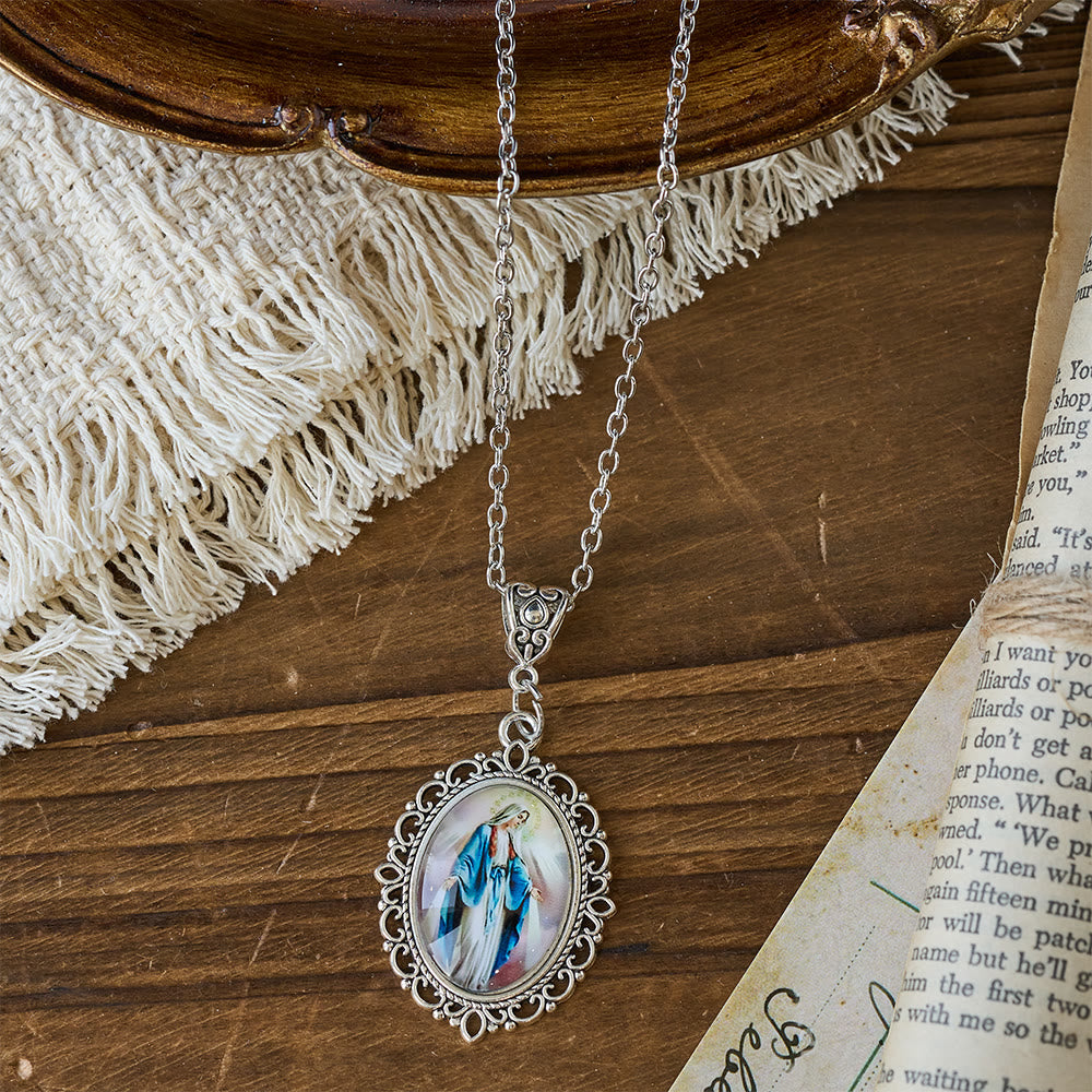Filigree Frame Our Lady Portrait Necklace: A Symbol of Sacred Grace and Divine Light