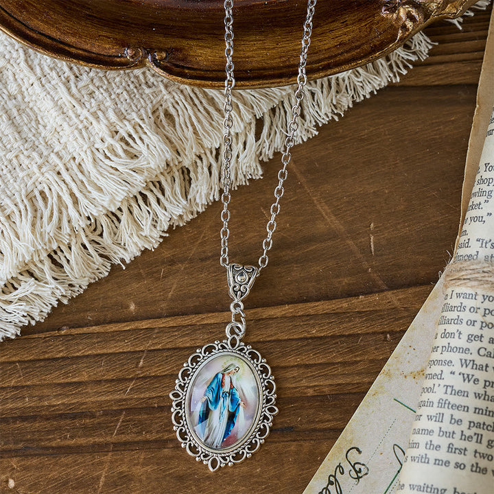 Filigree Frame Our Lady Portrait Necklace: A Symbol of Sacred Grace and Divine Light