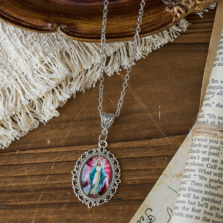 Filigree Frame Our Lady Portrait Necklace: A Symbol of Sacred Grace and Divine Light