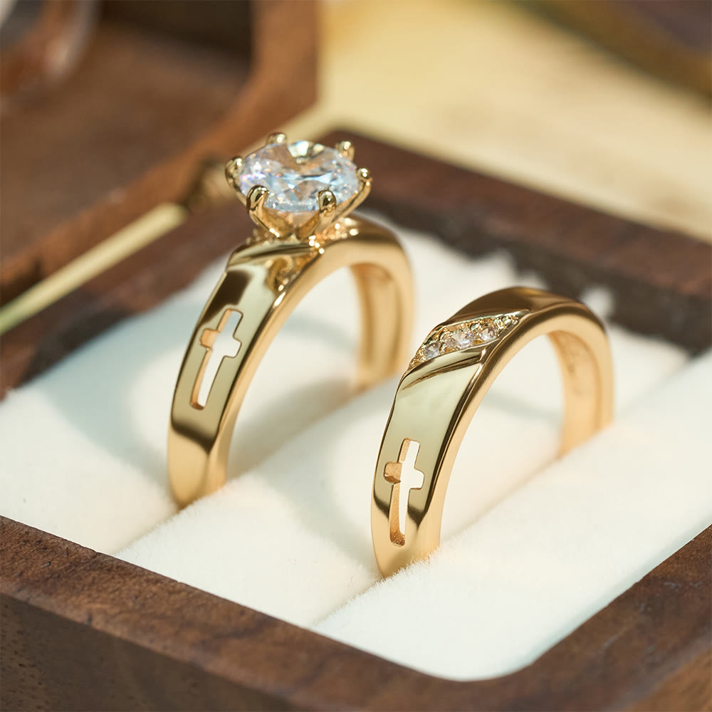 Stackable Cross Band Ring Set: Timeless Symbol of Faith & Eternal Light