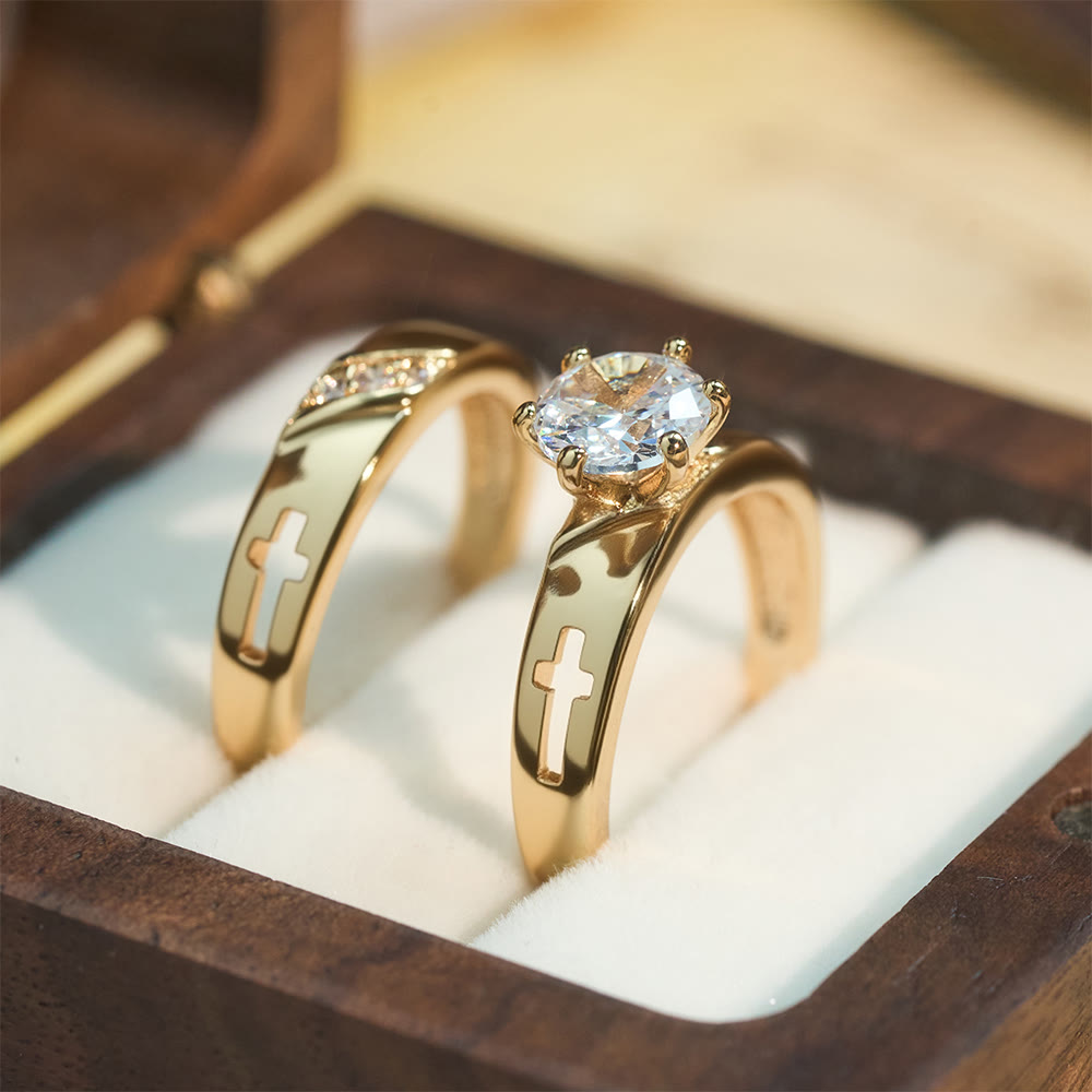 Stackable Cross Band Ring Set: Timeless Symbol of Faith & Eternal Light