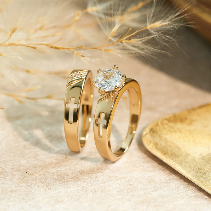 Stackable Cross Band Ring Set: Timeless Symbol of Faith & Eternal Light