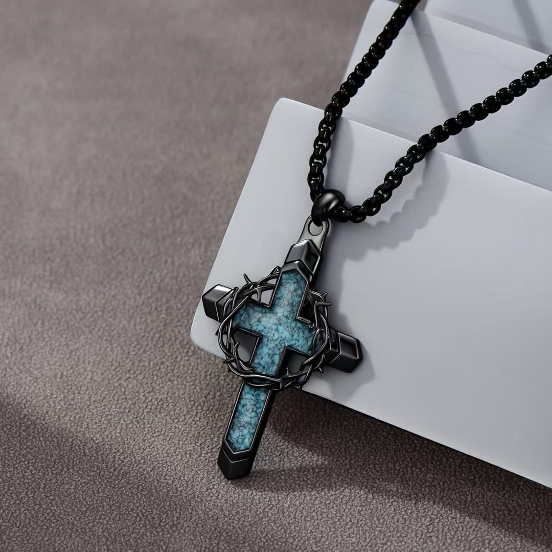 Thorn-Wrapped Inlaid Cross Pendant Necklace: A Symbol of Christ’s Sacrificial Love
