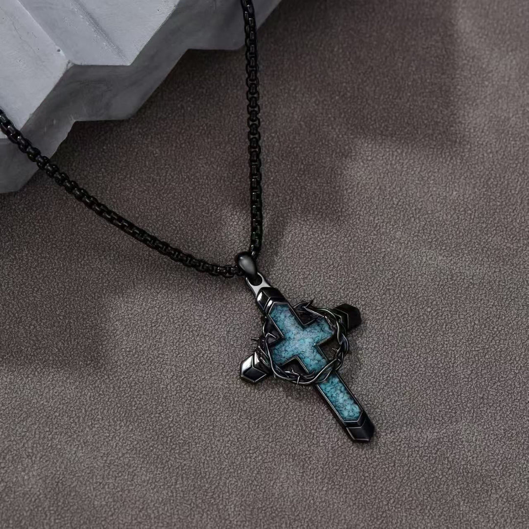 Thorn-Wrapped Inlaid Cross Pendant Necklace: A Symbol of Christ’s Sacrificial Love