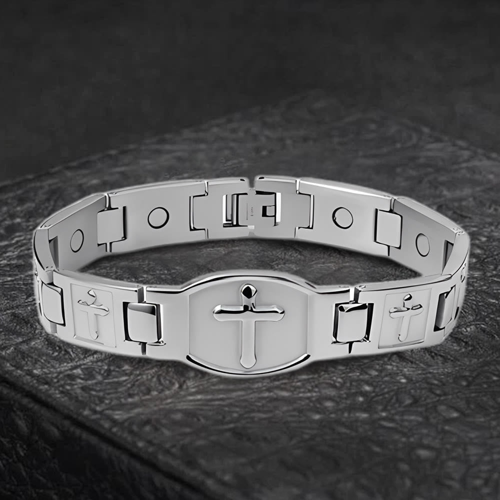 Link Chain Cross Engraved Bracelet: A Symbol of Divine Strength & Faith