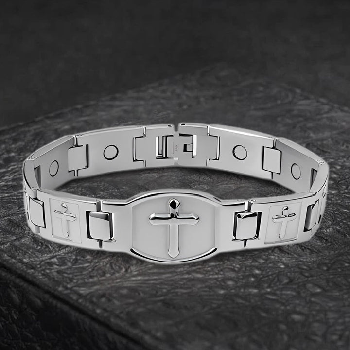 Link Chain Cross Engraved Bracelet: A Symbol of Divine Strength & Faith