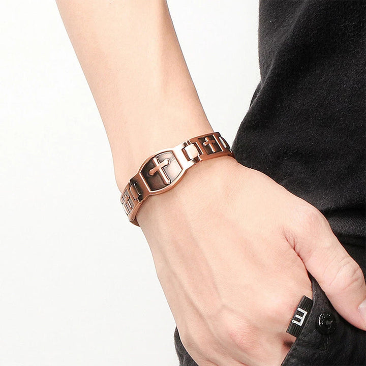 Link Chain Cross Engraved Bracelet: A Symbol of Divine Strength & Faith