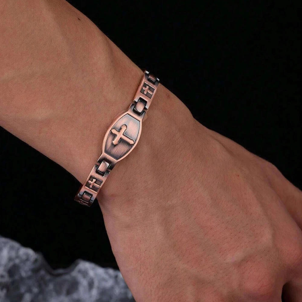 Link Chain Cross Engraved Bracelet: A Symbol of Divine Strength & Faith