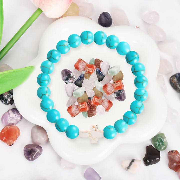 Natural Stone Cross Bracelet with Proverbs 27:9 Card: A Symbol of Divine Friendship & Grace