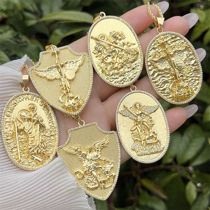St. Michael & St. Christopher Medallion Necklace: A Symbol of Divine Protection & Guidance