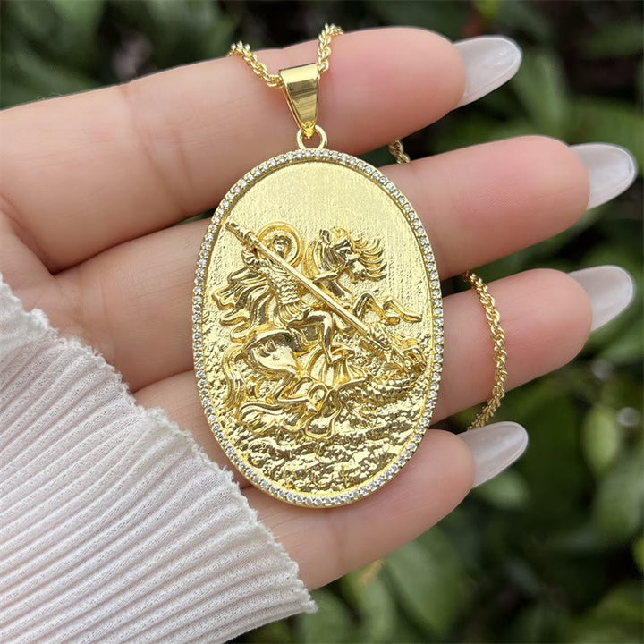 St. Michael & St. Christopher Medallion Necklace: A Symbol of Divine Protection & Guidance