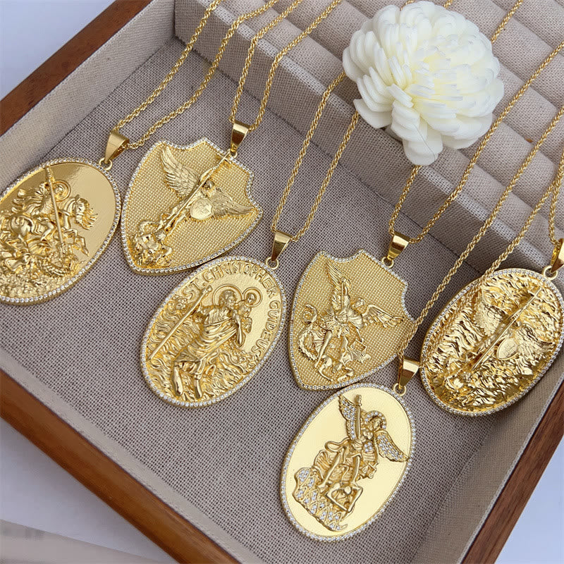 St. Michael & St. Christopher Medallion Necklace: A Symbol of Divine Protection & Guidance