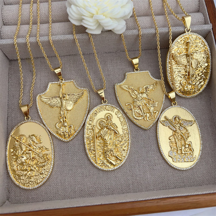 St. Michael & St. Christopher Medallion Necklace: A Symbol of Divine Protection & Guidance