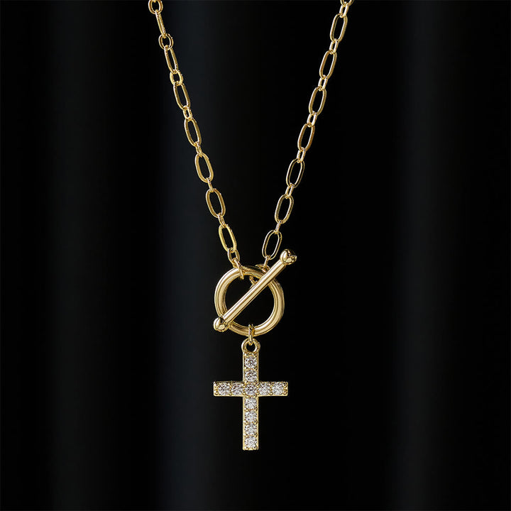 Pavé Zircon Toggle Cross Necklace: A Symbol of Sacred Faith & Effortless Grace