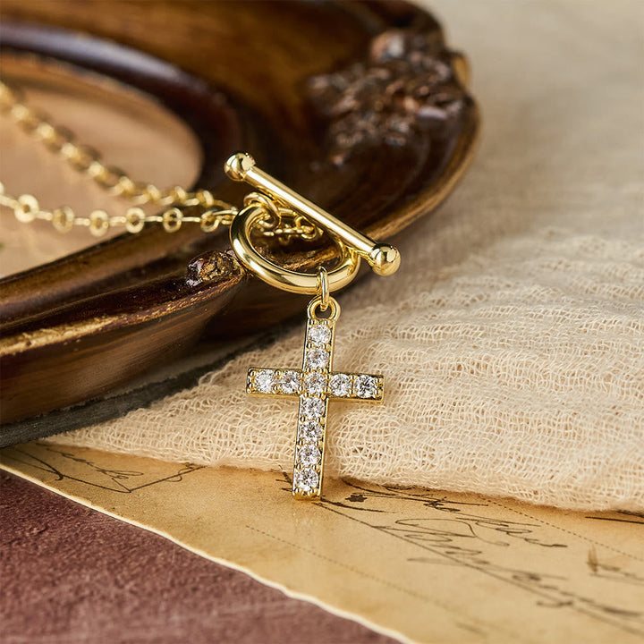 Pavé Zircon Toggle Cross Necklace: A Symbol of Sacred Faith & Effortless Grace