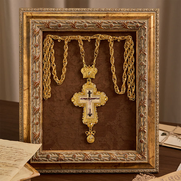 Ornate Large Pectoral Crucifix Necklace with Crown Accent: A Symbol of Sacred Majesty & Redemption