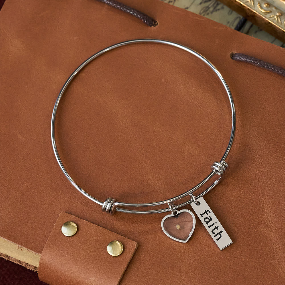 Mustard Seed Faith Bangle with Heart Charm: A Symbol of Unwavering Belief & Grace