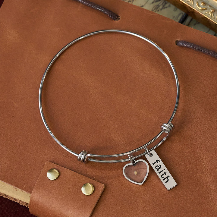 Mustard Seed Faith Bangle with Heart Charm: A Symbol of Unwavering Belief & Grace