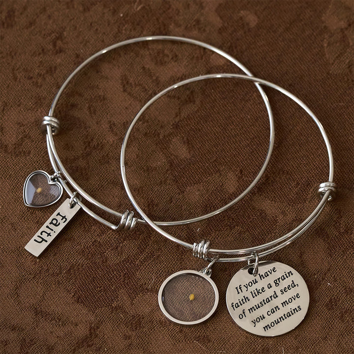 Mustard Seed Faith Bangle with Heart Charm: A Symbol of Unwavering Belief & Grace
