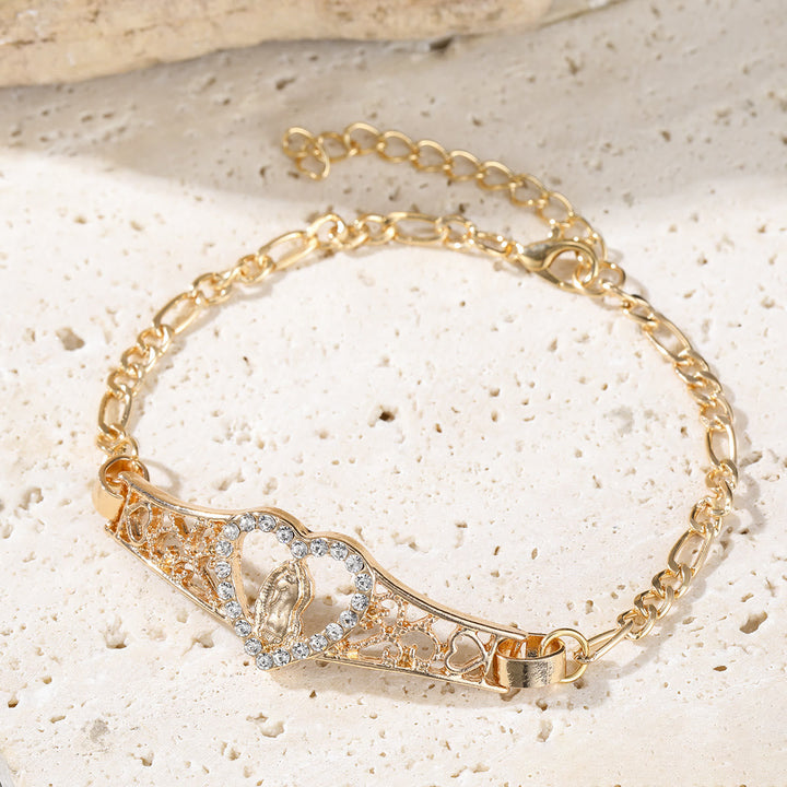Gold Filigree Our Lady Bracelet with Zircon Halo: A Symbol of Marian Devotion & Divine Grace