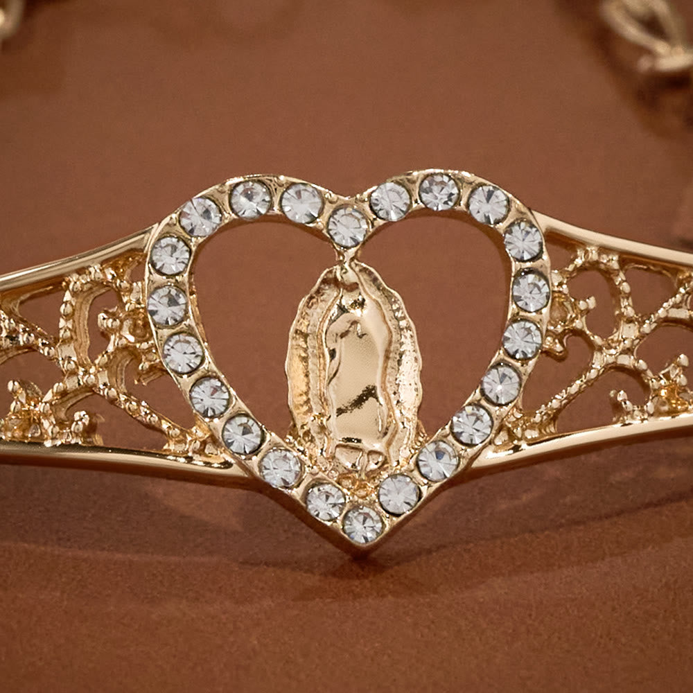 Gold Filigree Our Lady Bracelet with Zircon Halo: A Symbol of Marian Devotion & Divine Grace