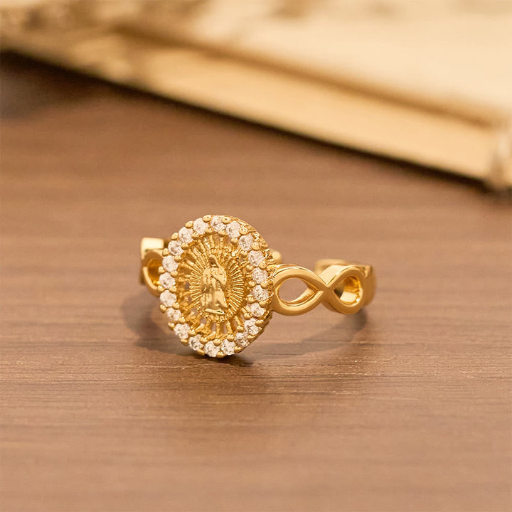 Infinity Our Lady Zircon Ring: Emblem of Unending Marian Grace