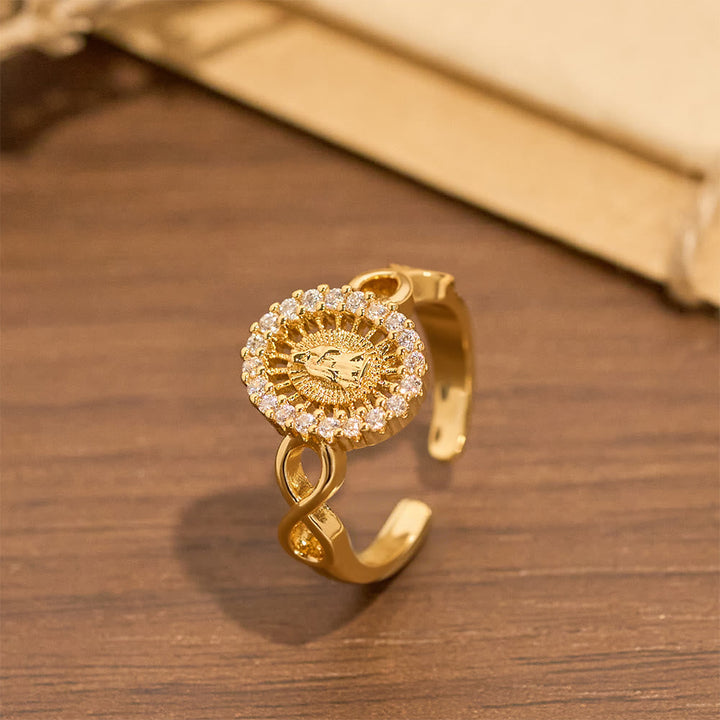 Infinity Our Lady Zircon Ring: Emblem of Unending Marian Grace