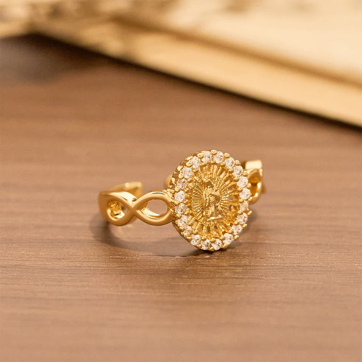 Infinity Our Lady Zircon Ring: Emblem of Unending Marian Grace