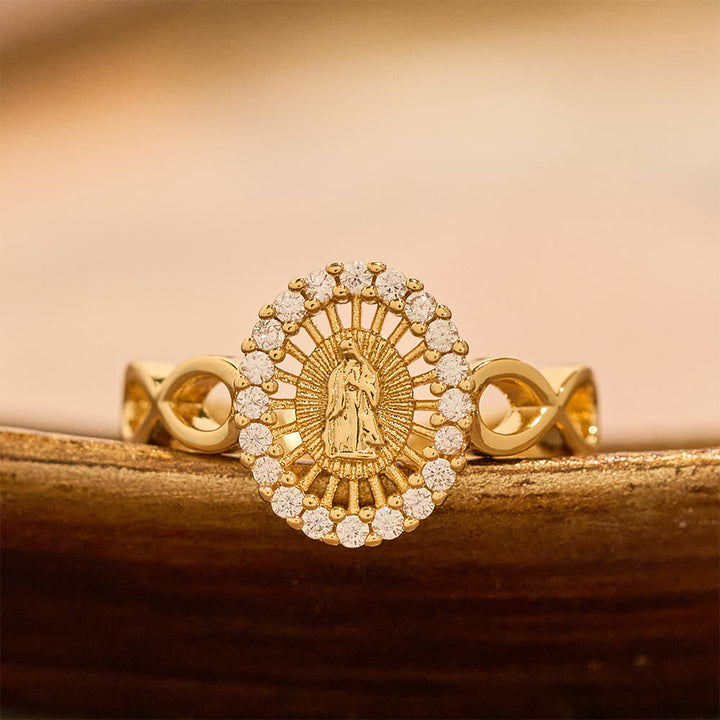Infinity Our Lady Zircon Ring: Emblem of Unending Marian Grace