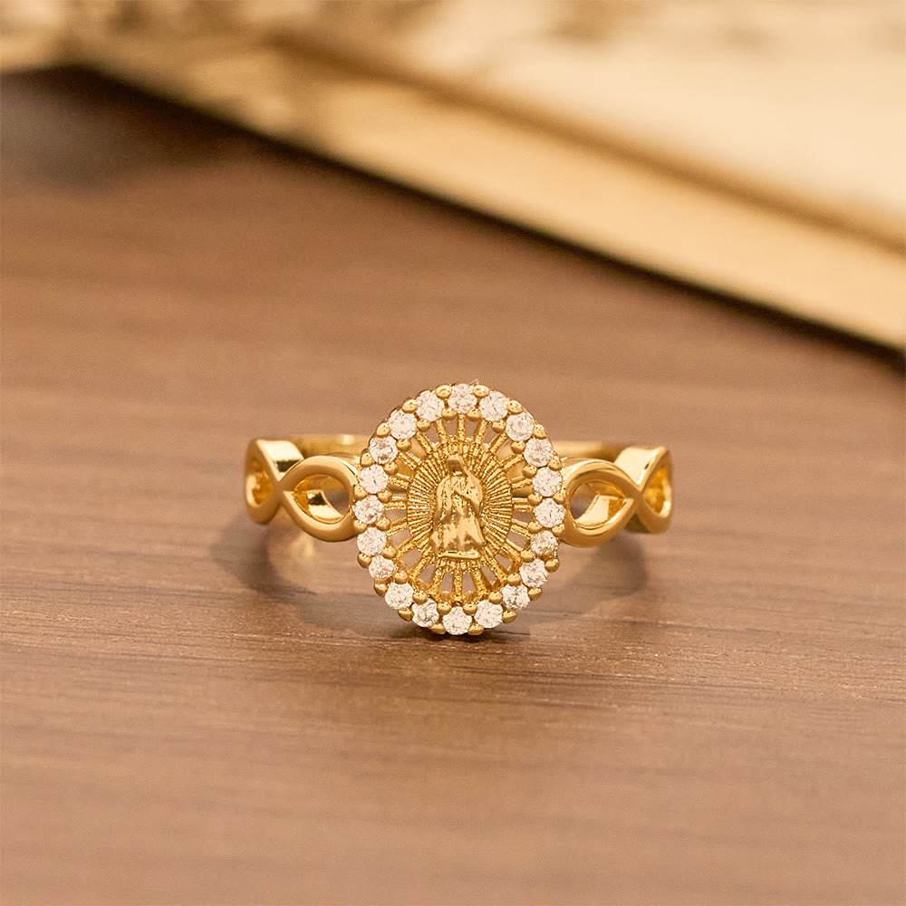 Infinity Our Lady Zircon Ring: Emblem of Unending Marian Grace
