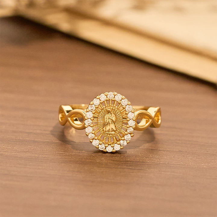 Infinity Our Lady Zircon Ring: Emblem of Unending Marian Grace