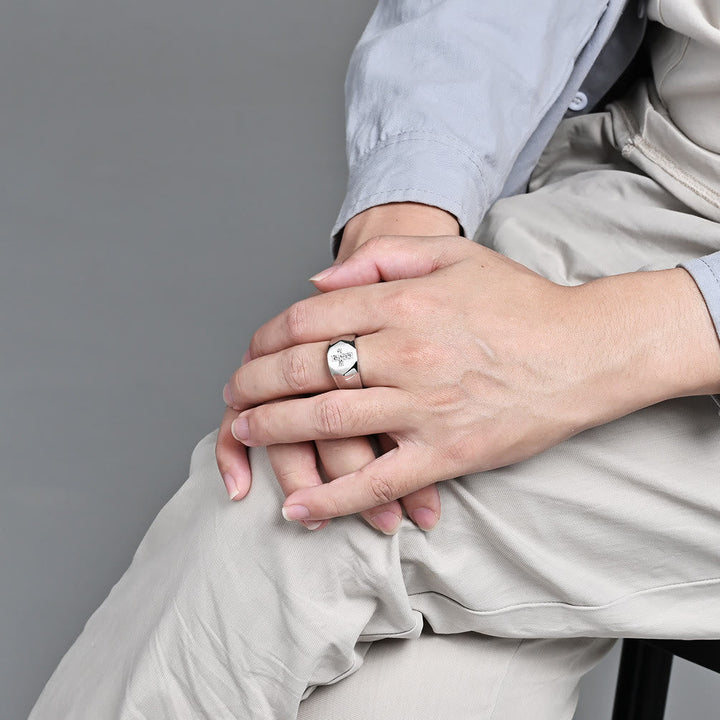Tri-Finish Thick Band Cross Zircon Ring: A Symbol of Unbreakable Faith & Grace