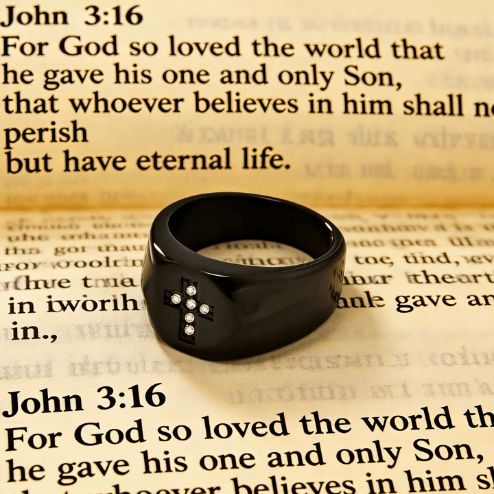 Tri-Finish Thick Band Cross Zircon Ring: A Symbol of Unbreakable Faith & Grace
