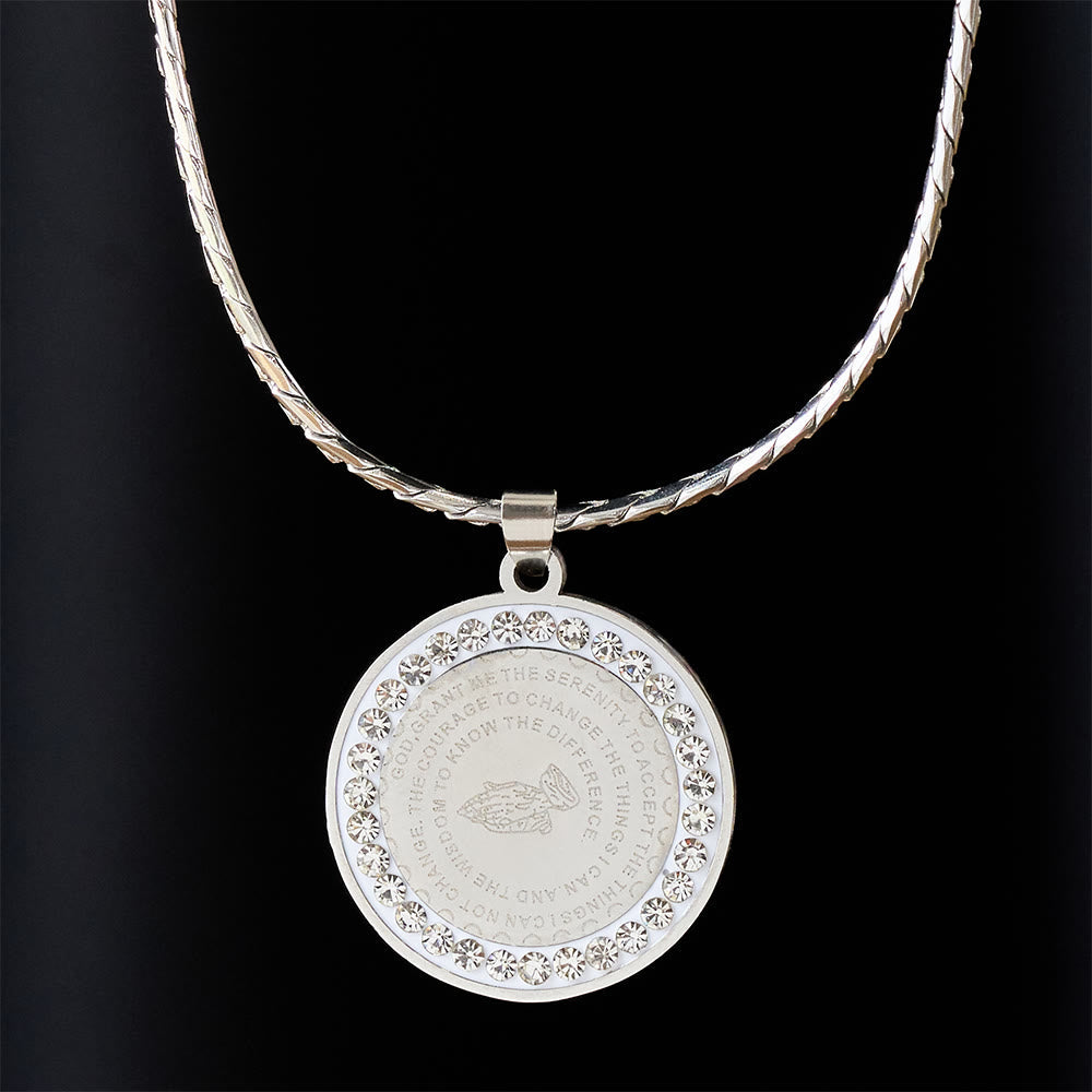 Zircon-Framed Praying Hands Scripture Necklace: Emblem of Divine Humility