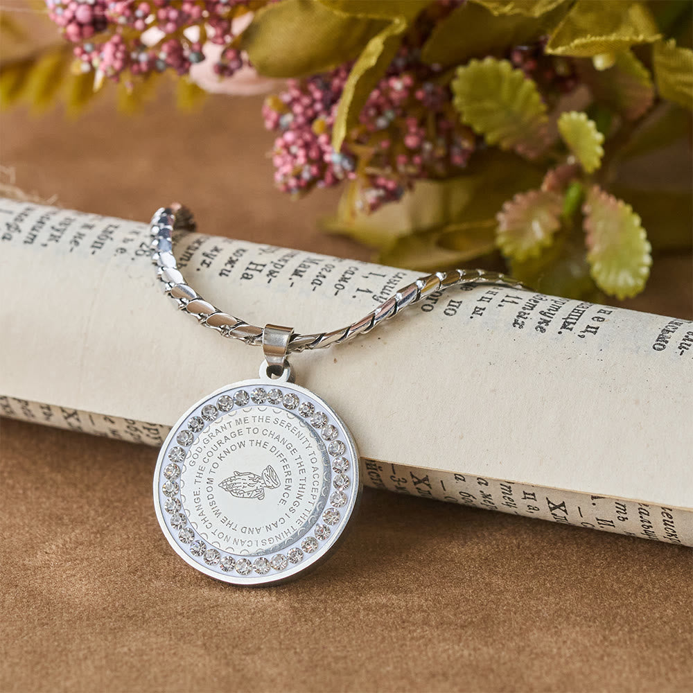 Zircon-Framed Praying Hands Scripture Necklace: Emblem of Divine Humility