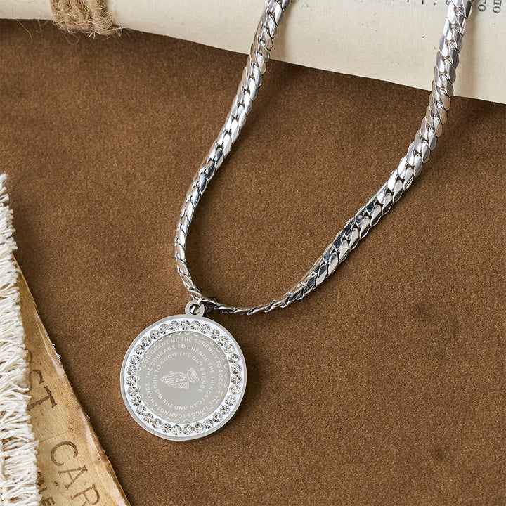 Zircon-Framed Praying Hands Scripture Necklace: Emblem of Divine Humility