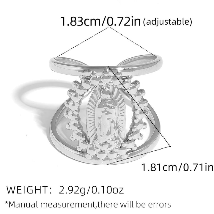 Tri-Color Hollow Frame Our Lady Band Ring: A Symbol of Divine Light & Devotion