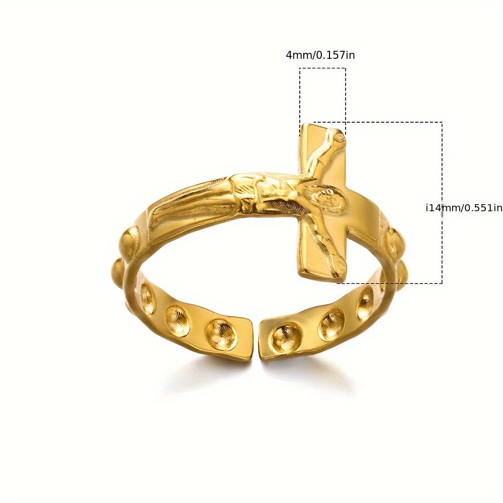 Timeless Cross Engraved Open Adjustable Devotion Ring