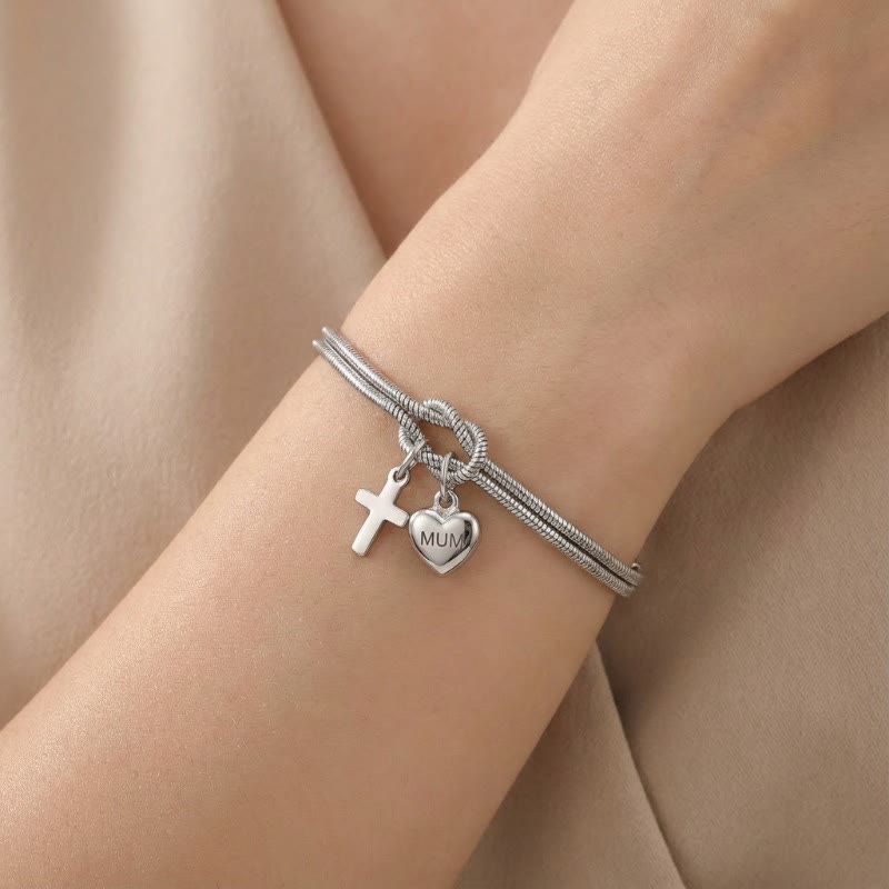 Knot of Love Cross Heart Charm Adjustable Bracelet: Emblem of Devotion & Divine Grace