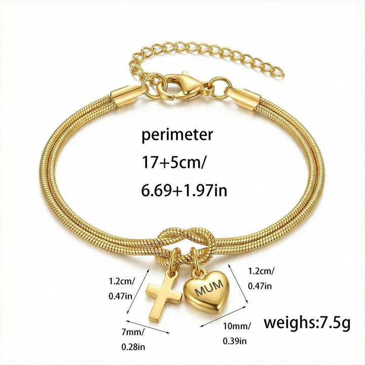 Knot of Love Cross Heart Charm Adjustable Bracelet: Emblem of Devotion & Divine Grace