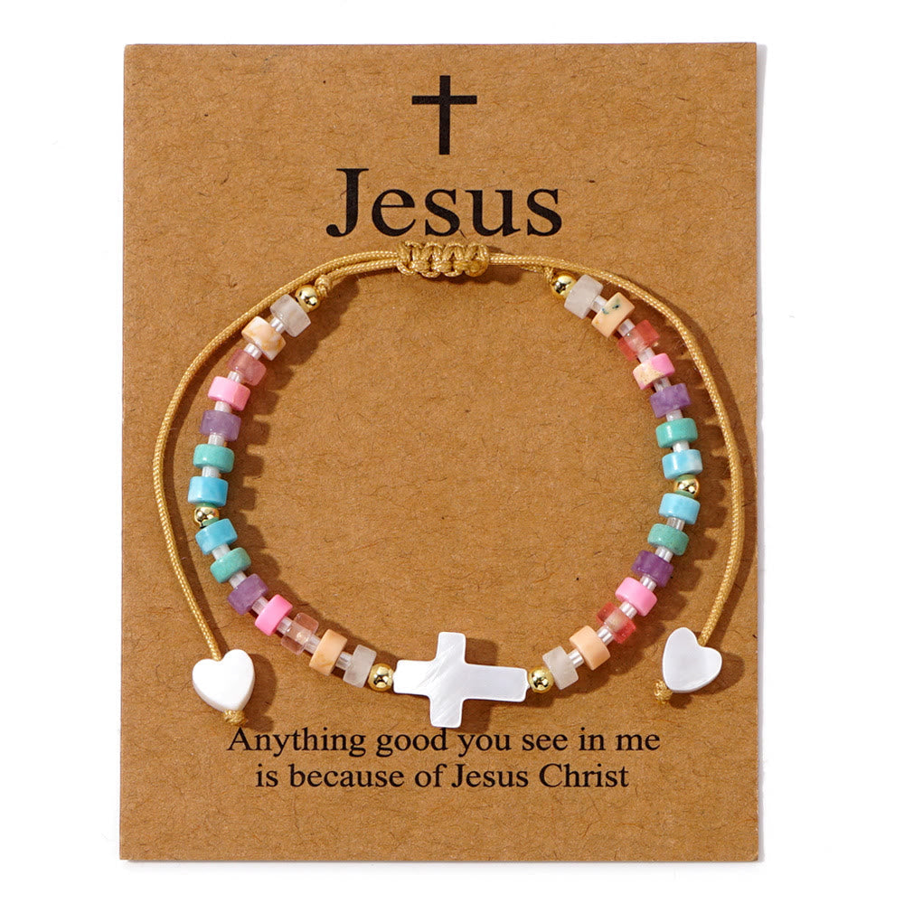 Hollow Cross Natural Stone Bead Friendship Bracelet: Icon of Spiritual Devotion