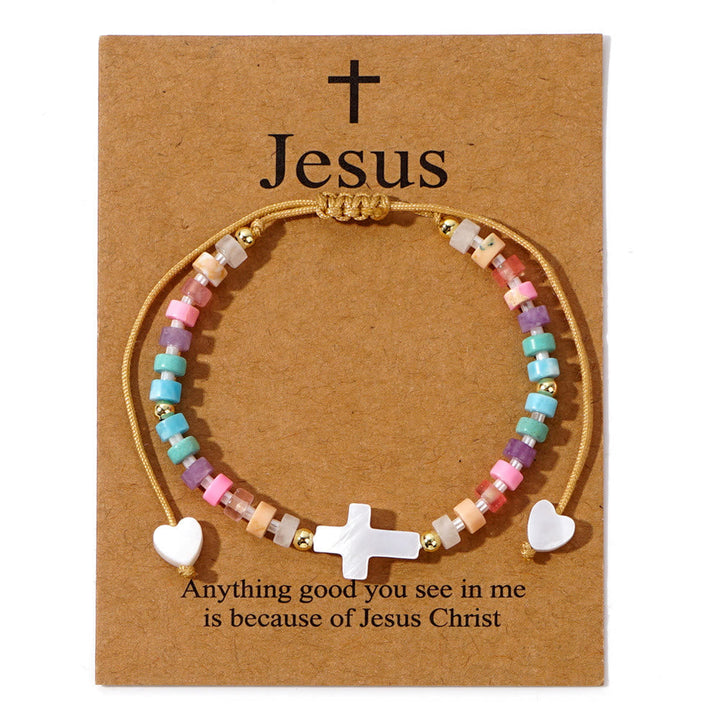 Hollow Cross Natural Stone Bead Friendship Bracelet: Icon of Spiritual Devotion