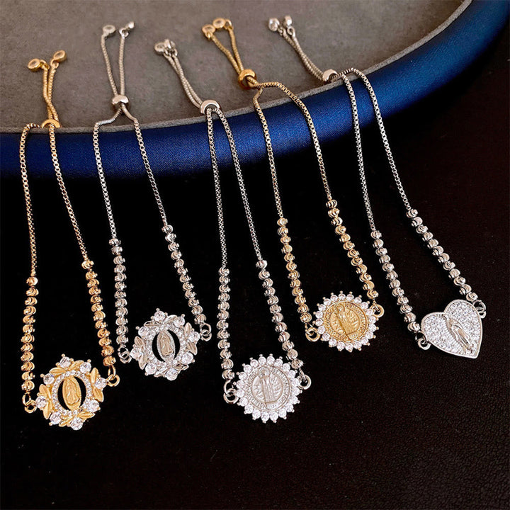Our Lady Miraculous Medal Halo Cz Beaded Bracelet: Emblem Of Divine Protection & Grace