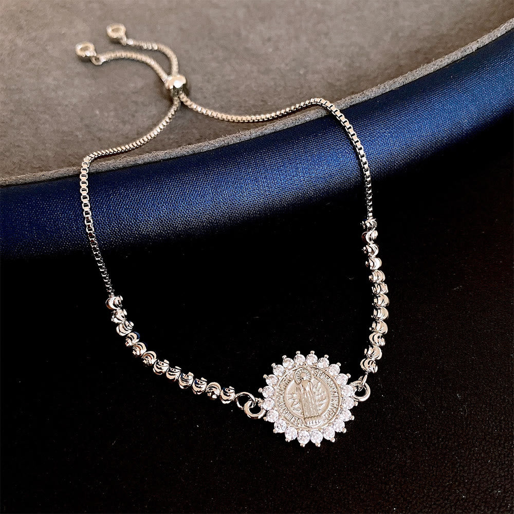 Our Lady Miraculous Medal Halo Cz Beaded Bracelet: Emblem Of Divine Protection & Grace