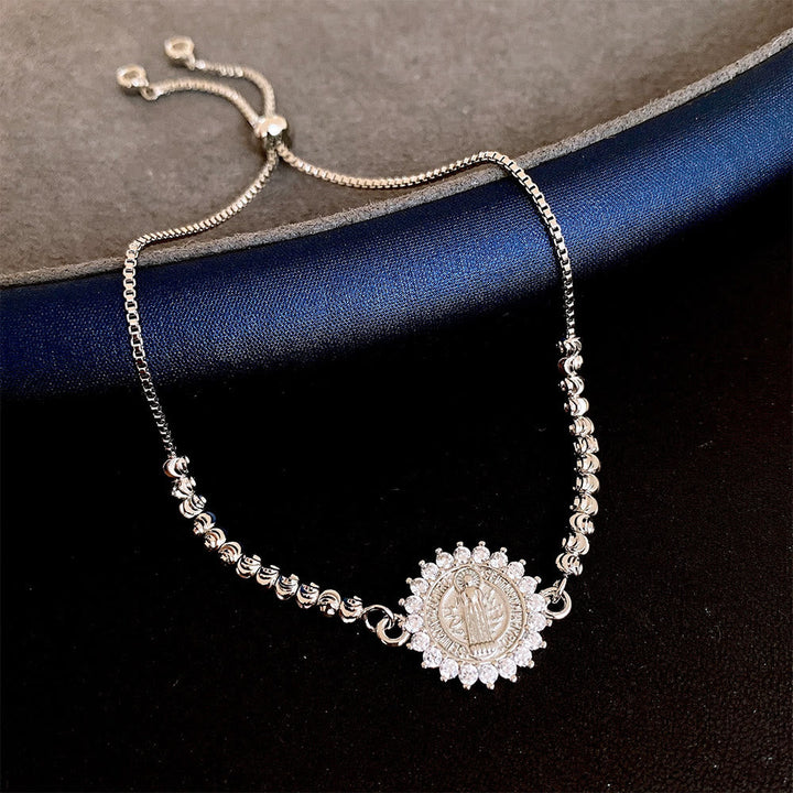 Our Lady Miraculous Medal Halo Cz Beaded Bracelet: Emblem Of Divine Protection & Grace
