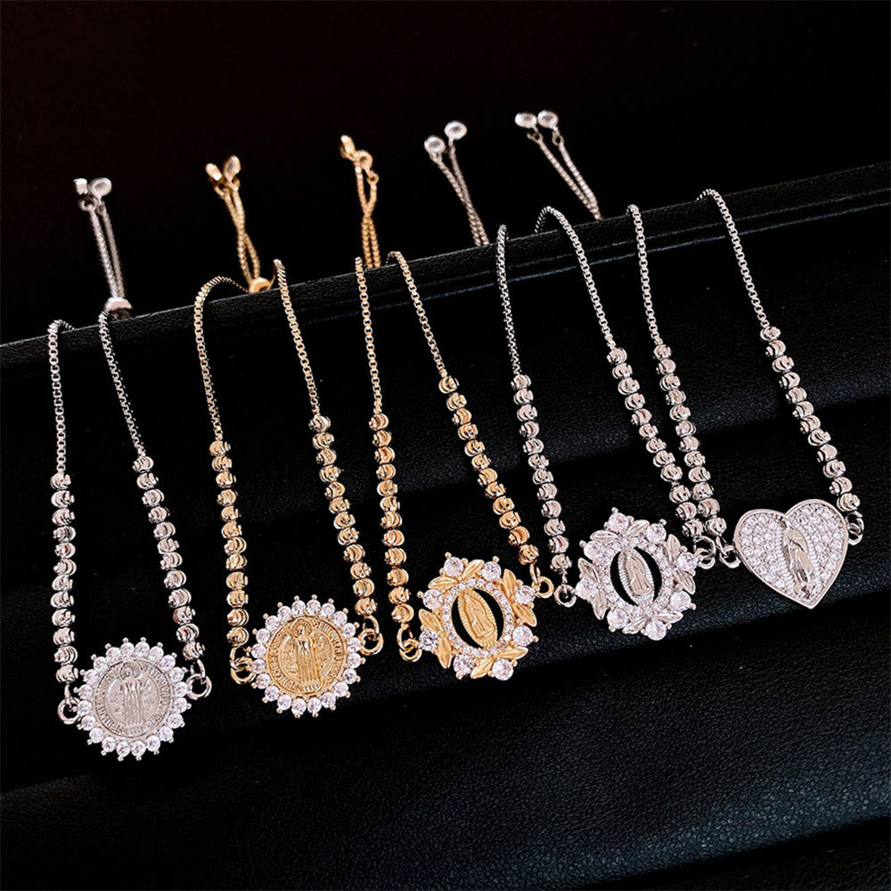 Our Lady Miraculous Medal Halo Cz Beaded Bracelet: Emblem Of Divine Protection & Grace